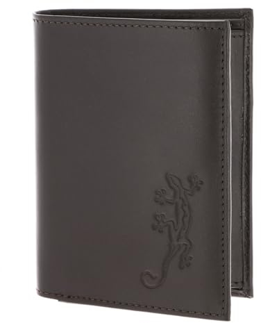 Oxmox Leder Geldbörse Leather RFID Protect Kombibörse Lizard Embossed Brown Dunkelbraun