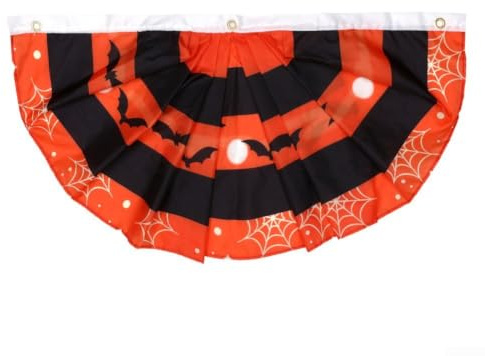 Spooky Halloween Bunting Flags Orange Black Purple(E)