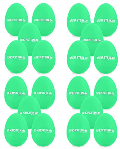 20x Kirstein ES-10G Egg Shaker (Medium-Heavy Version, Schüttelei, Percussion, Rassel, robuste Kunststoff-Hülle, durchsetzungsfähiger Klang) grün