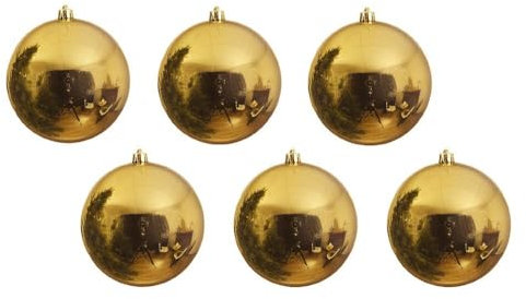 Große Christbaumkugeln Gold Glänzend 6 Stück Bruchfest Weihnachtskugeln Set 14cm
