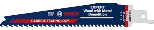 Bosch Professional 1x Hoja de sierra sable Expert `Wood with Metal Demolition` S 967 XHM (para Madera con metal duro, Longitud 150 mm, accesorios Sierra sable)