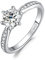 JewelryPalace Klassisch 6.5mm 1ct Rundschliff Moissanite Solitär Promise Ring Damen, Verlobungsring Damenring Ringe Silber 925 mit Stein für Frauen, Simulierte Diamant Jubiläum Eheringe Silberringe 51
