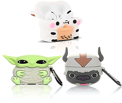 (3Pack) Hülle für AirPods Pro 1st/2nd Erzeugung, XMBYGY Silikon Ohrhörer Hülle Schutzhülle mit süßem lustigem Hautdesign, mit Schlüsselanhänger