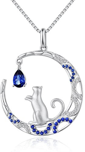 jiamiaoi Kette Katze,Katzen Anhänger,Halskette Damen Katze,Katzen Mond Halskette Katzeschmuck Geschenk für Katzenliebhaber