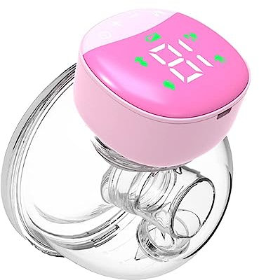 Breast Pump Wearable with 60×Milk Storage Bags(200ml), Hand Free Electric Breast Pump High Suction Mini Breast Pump Prevent Overflow and LED Touch Screen (1)