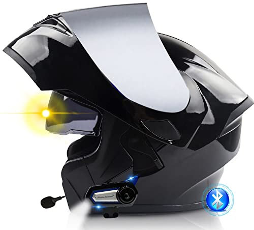 Bluetooth Motorradhelm, Modularer Klapphelm mit Doppelter Sonnenblende, Unisex Integralhelm ECE Zulassung, Scooter Motocross für Erwachsene Männer Frauen, 55-64cm