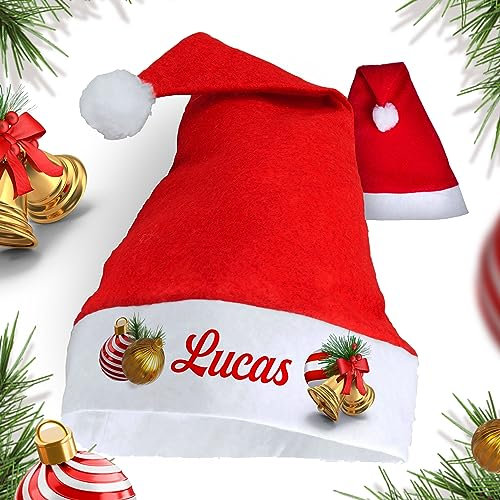 GRAVURE CONCEPT Bonnet de Noël Personnalisable - Chapeau de Père Noël Avec Prénom Personnalisé (Personnalisé, À l'Unité)