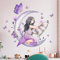 WandSticker4U®- Wandtattoo Kinderzimmer MÄDCHEN AUF DEM MOND lila (70x75 cm) I Wandsticker Wolf Nacht Prinzessin Girl Schmetterlinge I Wandaufkleber Kinderzimmer Deko Mädchen Teenager GROß