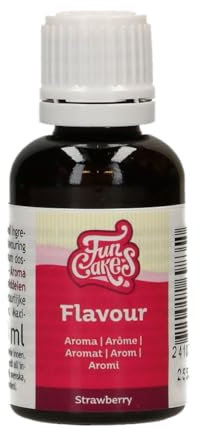 FunCakes Flavours Strawberry Arôme Alimentaire Liquide - 30 ml - Arôme intense - Sans Alcool et Halal - Arôme Alimentaire pour la Pâtisserie, Glaçages, Pâtes, Glaces et les Sauces