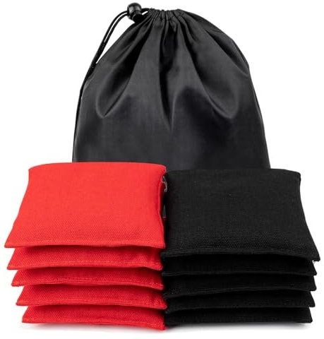 WOFEU 10 Pcs Bean Bags,Bean Bags for Kids Throwing, Mini Cornhole for Tossing Sports Outdoor Family Games Kids Toys Hand Toss Games Boys Girls Party Games(Black+Red)