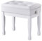 FILISITE Adjustable Height Piano Stool Bench PU Leather Cushion Wooden Keyboard Seat with Music Storage (White)