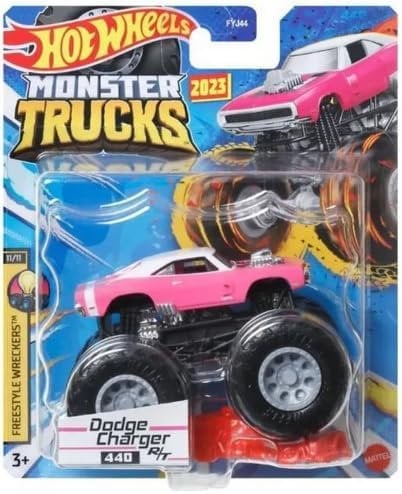 Hot Wheels Monster Trucks Dodge Charger 440 R/T, scala 1:64, rosa