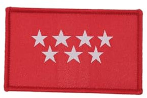 Bestickter Aufnäher mit der Flagge der Gemeinschaft von Madrid in offiziellen Farben, gesticktes Wappen, bestickte Motorradflicken, Militär-Patch, Aufnäher (Gemeinschaft Madrid)