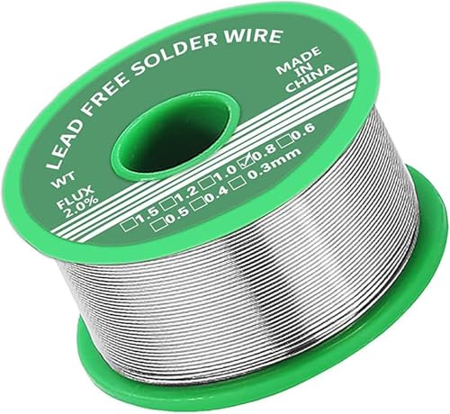 5 PCS Solder Wire,0.8mm Soldering Wire Lead Free Sn99.3 Cu0.7 with Rosin Core for Electronic Electrical Soldering Components Repair and DIY (20g）