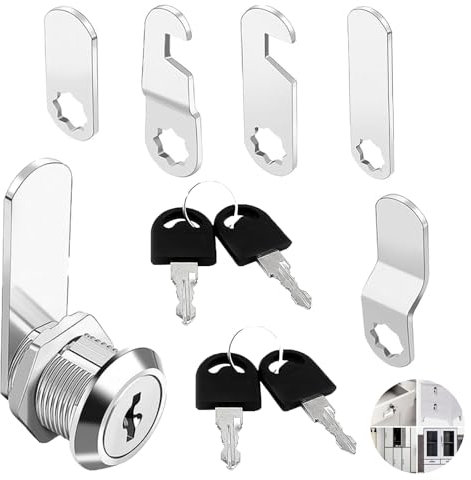 Locker Locks with Key, 4 Keys, Comes with 5 Different Lock Plates, Letterbox Lock, for Drawers, Dresser, Cupboard Door, Furniture Locker