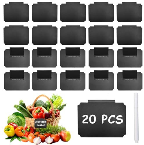 Etikettenhalter, 20 Stück Etikettenhalter Clip mit 1 Whiteboard Stift, Korbetiketten Clip, Abnehmbare Etiketten Clip, Wiederverwendbare Etiketten für Lagerkorbhalter, Regal, Organisationsbox