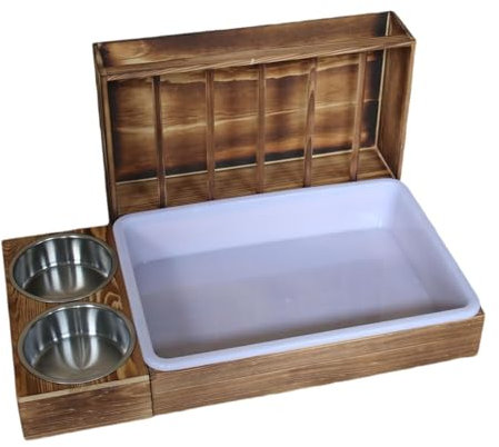 LOVIVER Heuraufe für Kaninchen, 3-in-1, Futterspender für Kaninchen mit Katzentoilette, Futterspender für draußen, Heuhalter für Chinchillas und Kleintiere