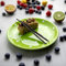 City to Cottage | Assiette à dessert | verte pomme à pois blancs en céramique faite et peinte à la main | 20cm