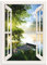 ARTland Wanddeko Wandbild Alu Verbundplatte für Innen & Outdoor Bild Fensterblick Fenster Landschaft Wald Natur See Angelsteg Sonne Frühling T1JK