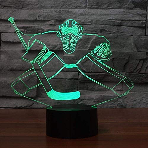 HPBN8 Ltd 3D Eishockey Optical Illusions LED Lampen Tolle 7 Farbwechsel Berühren Tabelle Schreibtisch-Nacht Licht Mit USB-Kabel für Kinder Schlafzimmer Geburtstagsgeschenke Geschenk