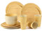 LEKOCH 16-Piece Bamboo Dinnerware Set for 4 Includ 4 Dinner Plates, 4 Salad Plates, 4 Soup Bowls and 4 Drinking Cups Coreller Dishware Set 4