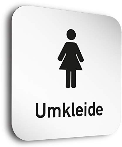 Kinekt3d Leitsysteme Schilder aus 1,5 mm Aluminium Vollmaterial • 150 x 150 mm • Besonderheit: unsichtbare 5 mm Abstandhalter verleihen dem Türschild einen exklusiven schwebe Effekt(Umkleide Damen)