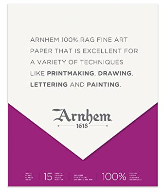 Speedball Arnhem 1618 100% Rag Fine Art Paper Pad, Acid-Free 11 x 14 15 Sheets 245gsm White, For Print Making, Drawing, Printing, Lettering, Painting, Artist Supplies For Art And Craft Kit