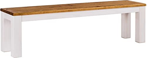 B.R.A.S.I.L.-Möbel Brasilmöbel Sitzbank 180 cm Rio Classico Honig Weiss Massivholz aus Pinie, Verschiedene Größen & Farben, ideal für Esszimmer & Küche