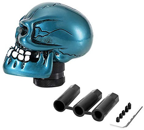 Schaltknauf Skull Auto Schaltknauf Hebel Skelettschädelkopfauto modifizierter Gangschaltknaufstab Hebelschieber Universal Cyan
