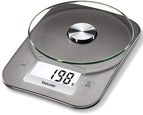 Beurer Ks 26 Bilancia da Cucina con Ampia Superficie in Vetro, Portata Fino a 5 Kg - 410 g