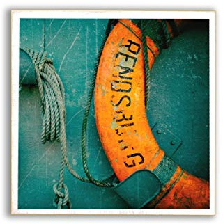 Rettungsring Stilleben handmade Foto auf Holz 13x13 Graffiti Holzbild Wandbild Holzdeko Dekoration Geschenk für ihn Geschenkidee