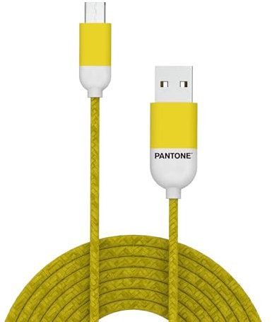 Celly Pantone MicroUSB Cable 1.5mt, Cavo USB Micro per Ricarica Rapida e Trasferimento Dati, Compatibile con Smartphone e Tablet, Potenza 2.1A, Giallo