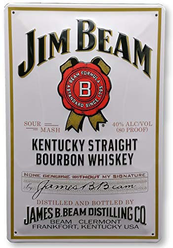 Retro Whiskey Blechschild passend für Jim Beam Liebhaber und Genießer - geprägtes Bar Deko, Wandschild Schild - 30 x 20 cm