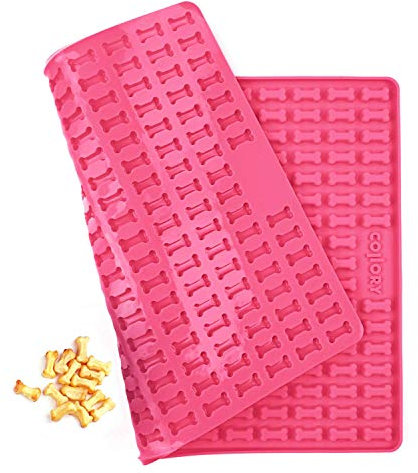 Collory® Mini Knochen (2cm) Silikon Backmatte, Backform für mini DIY Hundekekse und Leckerlis, Knochenbackform, Pralinenform, Antihaftend und Lebensmittelecht (BPA-Frei)