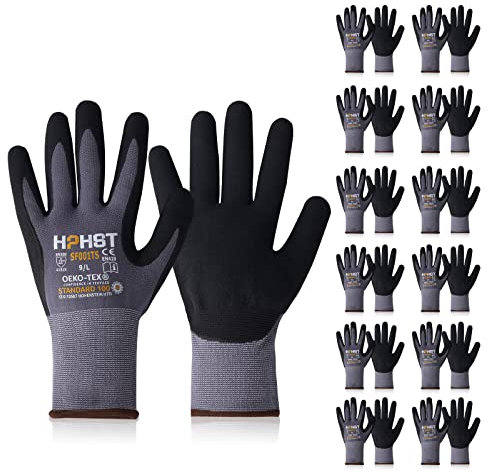 HPHST Arbeitshandschuhe SF001TS Handschuhe 12 Paar Montagehandschuhe für Damen und Herren Gloves Ergonomisches Design Smart Touch Gartenhandschuhe Größe 10/XL