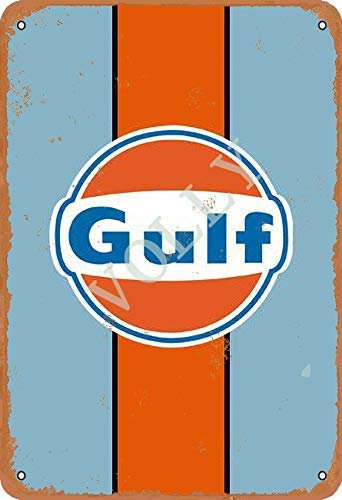Gulf Oil Blechschild Metall Plakat Warnschild Retro Eisenblech Plakette Jahrgang Poster Schlafzimmer Familie Wand Aluminium Kunstdekor
