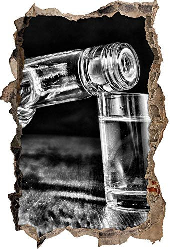 KAIASH 3D Wandsticker Monocrome Dark Vodka Flaschen Alkohol Whisky Bourbon Party Schwarz Weiss Wanddurchbruch im 3D Look Wand oder Türaufkleber Wandsticker Wandtattoo Wanddekoration 92x62cm