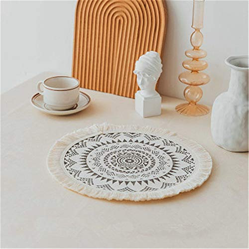 SWECOMZE 2er Set Rund 33cm gewebte Tischsets Waschbar,Rund Baumwolle Platzsets Untersetzer Abwaschbar Hitzebeständig und rutschfest,Ideal für Küche,Party,Hochzeit usw (Grau)