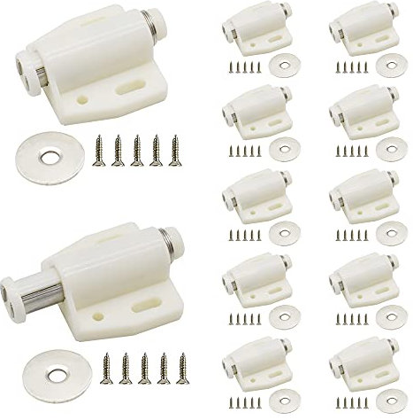 SHRJ 12 Pack Magnetic Touch Push-Open Latch Cabinet Drawer Door Catch for Cabinet Shutter Closet Furniture Door (White)