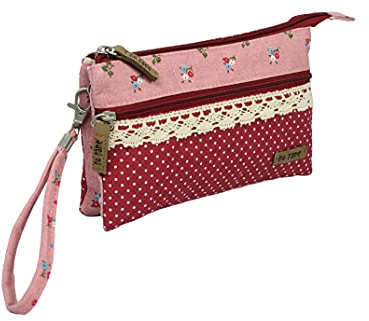 Beauty Thinxx Damen Patchwork-Täschchen Blümchen, Altrosa