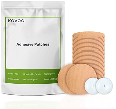 Kovoq 40pcs Freestyle Libre 2 Sensor Cover with Reusable Hardshell Covers,Waterproof Adhesive Patches for Libre,No Glue on Sensor,1-Hand Patching/Removing,Breathable CGM Sensor Patch (Tan)
