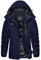 KEFITEVD Warm Übergangsjacke für Damen Winter Dicke Polyester Stehkragen Winterjacke mit Hook Loop Bündchen Thermojacke für Winterradfahren Allwetterjacke Dunkelblau S