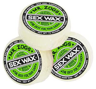 Sex Wax Surfboard Wax Cold Water Formula, 3 Pack, Coconut Scent