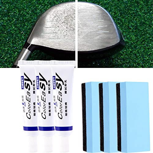 BOBOC Instant Golf Club Scratch Remover, 3pcs Golf Club Scratch Remover Cream, Effectively Remove Scratch from Golf Club, Ultimate Paint Restorer, Car Scratch Repair Agent, with Sponge, White