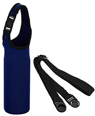PATIKIL 67mmx185mm Water Bottle Sling Bag, 1 Pack Neoprene Portable Insulated Bottle Holder Carrier with Removable Adjustable Shoulder Strap, Navy Blue