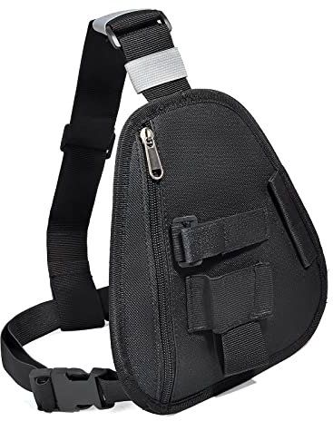 HYS Chest Funkgeräte-Harnisch, Tragbare Weste Brusttasche Schwarz mit Verstellbarem Riemen Kompatibel mit Baofeng Motorola Uniden Kenwood ICOM Walkie Talkie (Medium, Schwarz, 1)