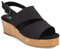 TOMS Claudine Sandale cale Femme, Noir Mélangé Tissé, 36 EU