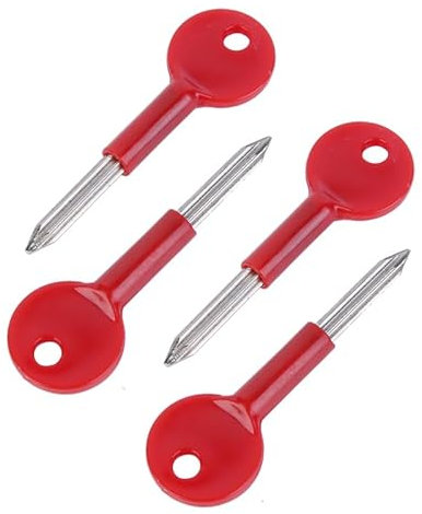 Star Key, Yeelua 4PCS Universal Window Key for Door and Window Locks, Security Rack Bolt Keys for Fire Door Pipe Well Door Rack Bolt Spare Star Key(Key Length 30mm, Red)