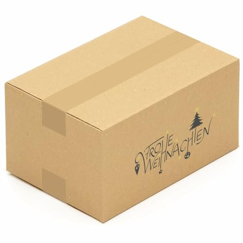 KK Verpackungen® Versandkartons mit Weihnachtsmotiv | 25 Stück, 300 x 200 x 150 mm Postkartons mit Frohe Weihnachten Motiv | Idealer Karton für den Paketversand von Weihnachtsgeschenken
