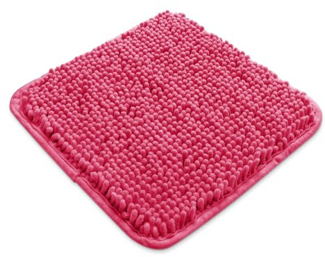 Yeaban Piccolo tappeto da bagno 30,5 x 30,5 cm, in ciniglia spessa, assorbente e lavabile, antiscivolo, in peluche e morbido, per bagno, doccia, lavandino (fucsia)